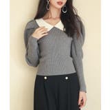 配色カラーマトンスリーブニットプルオーバー | SAISON DE PAPILLON  | 詳細画像3 