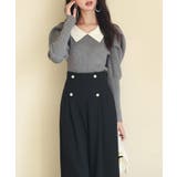 配色カラーマトンスリーブニットプルオーバー | SAISON DE PAPILLON  | 詳細画像6 