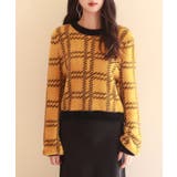 マスタード | シャギー素材チェック編みニットプルオーバー | SAISON DE PAPILLON
