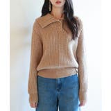 ブラウン | 折り返し襟厚手ニットプルオーバー | SAISON DE PAPILLON