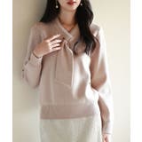 ベージュ | リボンハイゲージ編みニットプルオーバー | SAISON DE PAPILLON 