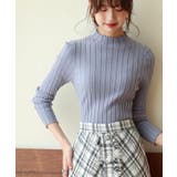 ブルー | メロウ仕立てプチハイネックリブニットプルオーバー | SAISON DE PAPILLON