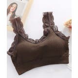 ブラウン | レースリブナイトブラトップ ノンワイヤーブラキャミ | SEU