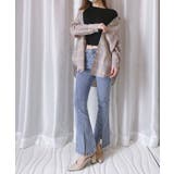 センターロングスリット入りストレッチデニムパンツ ハイウエストデニム | SEU | 詳細画像12