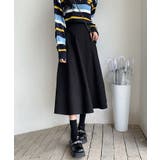 ブラック | 春まで着れる ラシャミモレ丈フレアスカート 暖かい | SEU