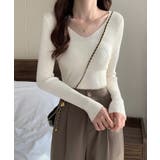 春のレイヤードコーデにぴったり！リブニットトップス Vネック サマーニット | SEU | 詳細画像18 