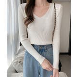 春のレイヤードコーデにぴったり！リブニットトップス Vネック サマーニット | SEU | 詳細画像10 