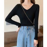 春のレイヤードコーデにぴったり！リブニットトップス Vネック サマーニット | SEU | 詳細画像40 