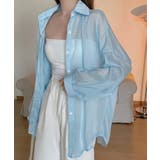 ブルー | 10色選べる！シアーシャツ カーディガン ゆったり | SEU