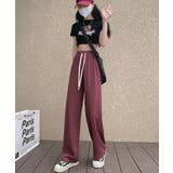 ワイン | ワイドパンツ セミワイドパンツ シワなりにくい | SEU