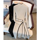 バイカラーパイピングラップニットワンピース 細身 秋冬 | SEU | 詳細画像26 