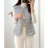 グレー | Vネックにもできるダウンベスト インナーベスト ダウンアウター | SEU