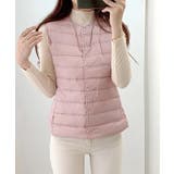 ピンク | Vネックにもできるダウンベスト インナーベスト ダウンアウター | SEU