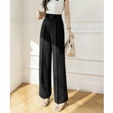 ブラック | 360°キレイ見えセンタープレスセミワイドパンツ | SEU