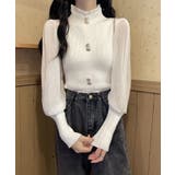 異素材ドッキングブラス バルーン袖 リブニットトップス | SEU | 詳細画像12