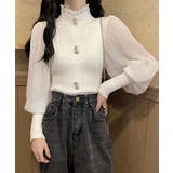 異素材ドッキングブラス バルーン袖 リブニットトップス | SEU | 詳細画像15