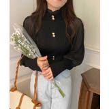 異素材ドッキングブラス バルーン袖 リブニットトップス | SEU | 詳細画像20