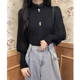 異素材ドッキングブラス バルーン袖 リブニットトップス | SEU | 詳細画像16