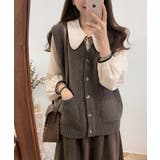 ピーターパン襟 配色ライン ゆったり袖 | SEU | 詳細画像5 