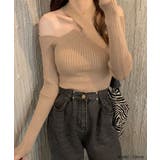 ベージュ | ホルターネック肩出しニットトップス | SEU