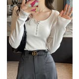 ボタンデザインリブカットソー 薄手 インナートップス【SHOPLIST限定 | SEU | 詳細画像12 