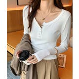 ボタンデザインリブカットソー 薄手 インナートップス【SHOPLIST限定 | SEU | 詳細画像6 