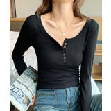 ボタンデザインリブカットソー 薄手 インナートップス【SHOPLIST限定 | SEU | 詳細画像13 