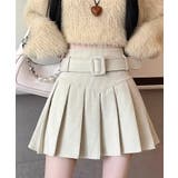 アイボリー | ベルト付きプリーツミニスカート【SHOPLIST限定 新作 春 夏 秋 冬】 | SEU