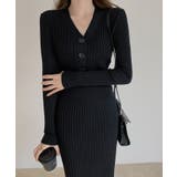 ブラック | リブニットタイトワンピース【SHOPLIST限定 新作 春 秋 冬】 | SEU
