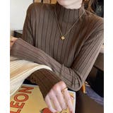ブラウン | 12色選べるシンプルリブニットトップス | SEU