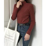 ワイン | 12色選べるシンプルリブニットトップス | SEU