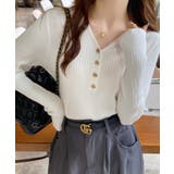 マンテルボタンＶネックリブニットトップス【SHOPLIST限定 新作 春 | SEU | 詳細画像4 