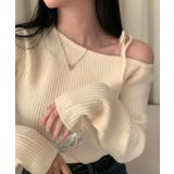 ショルダーリボンニット オフショルダー ニットトップス | SEU | 詳細画像4