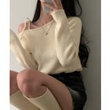 ショルダーリボンニット オフショルダー ニットトップス | SEU | 詳細画像11