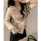 ショルダーリボンニット オフショルダー ニットトップス | SEU | 詳細画像15