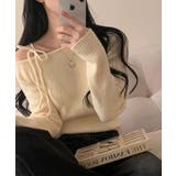 ショルダーリボンニット オフショルダー ニットトップス | SEU | 詳細画像16