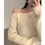 ショルダーリボンニット オフショルダー ニットトップス | SEU | 詳細画像19