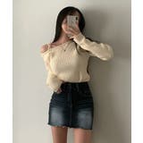 ショルダーリボンニット オフショルダー ニットトップス | SEU | 詳細画像13