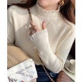 アイボリー | フリル襟ハイネックニットトップス【SHOPLIST限定 新作 春 秋 冬】 | SEU