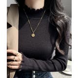 ブラック | フリル襟ハイネックニットトップス【SHOPLIST限定 新作 春 秋 冬】 | SEU