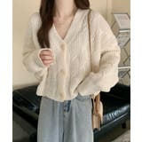 アイボリー | ドルマンスリーブケーブル編みニットカーディガン | SEU