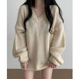 アイボリー | オーバーサイズVネックニットプルオーバー | SEU