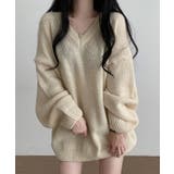 オーバーサイズVネックニットプルオーバー | SEU | 詳細画像3