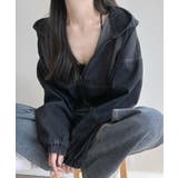 デニムフーディショートブルゾン ドロップショルダージップパーカー | SEU | 詳細画像28