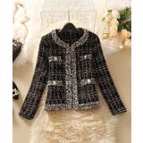 フリンジトリムノーカラーツイードジャケット 着流し風デザイン | SEU | 詳細画像36