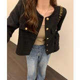 ブラック | ノーカラーツイードジャケット【SHOPLIST限定 新作 春 秋 冬】 | SEU