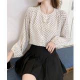 ドット柄ノーカラー七分袖ブラウス【SHOPLIST限定 新作 春 夏 秋】 | SEU | 詳細画像17