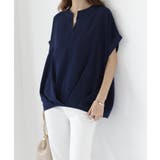 ネイビー | キーネックシフォンブラウス【SHOPLIST限定 新作 春 夏 秋】 | SEU