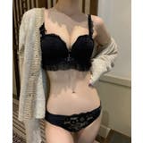 ブラック | フロントホック 下着セット レディースブラ | SEU