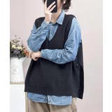 チャコール | サイドボタンVネックニットベスト【SHOPLIST限定 新作 春 秋 冬】 | SEU